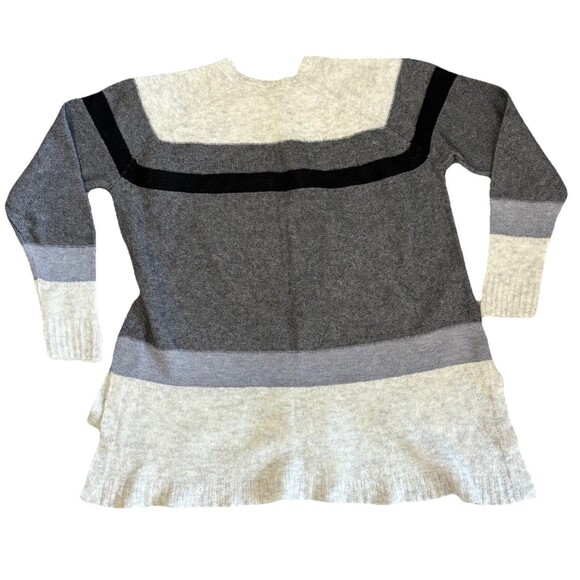 WILT by Anthropologie Striped Sweater M Gray Merino Wool Blend - Picture 2 of 7